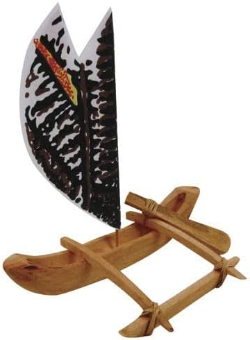 Tikimaster Voyager Sailing Canoe w/Tapa Sail - 10" - Corporate Gift | #ig70301