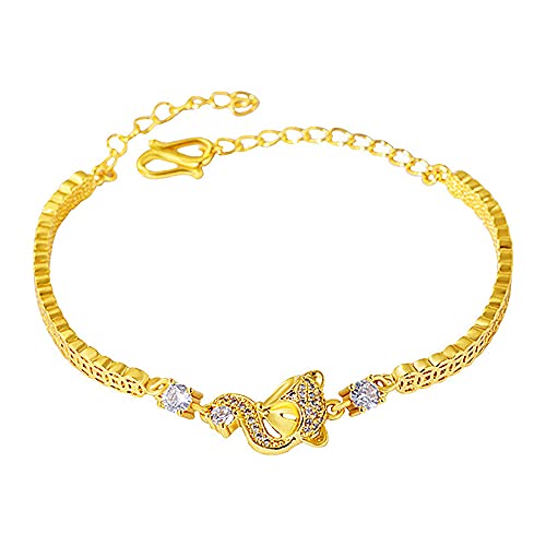 QPMY Pulsera De Zorro Personalizada, Pulsera De Latón Chapada En Oro, Joyería De Zorro, Regalo para Amantes De Los Zorros, Amantes, Novias Y Amigos, No Es Fácil De Desvanecer Cover