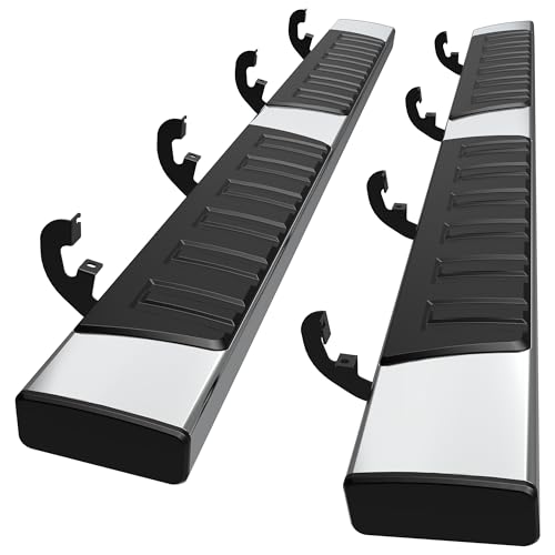 6.5 Inches Running Boards & Steps Compatible with 2019-2026 Chevy Silverado/GMC Sierra 1500, 2020-2026 Silverado/Sierra 2500HD 3500HD Crew Cab (Excl. 2019 1500 LD), Silver Nerf Bars Side Step