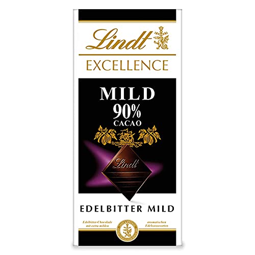 Lindt EXCELLENCE Mild 90 % Kakao - Milde Edelbitter-Schokolade | 100 g Tafel | Extra milde Bitter-Schokolade | Intensiver Kakao-Geschmack | Dunkle Schokolade | Vegane Schokolade | Schokoladengeschenk Cover