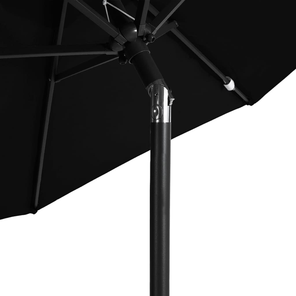 SYDE Parasol ogrodowy 225x225x212 cm Czarny stalowy słupek