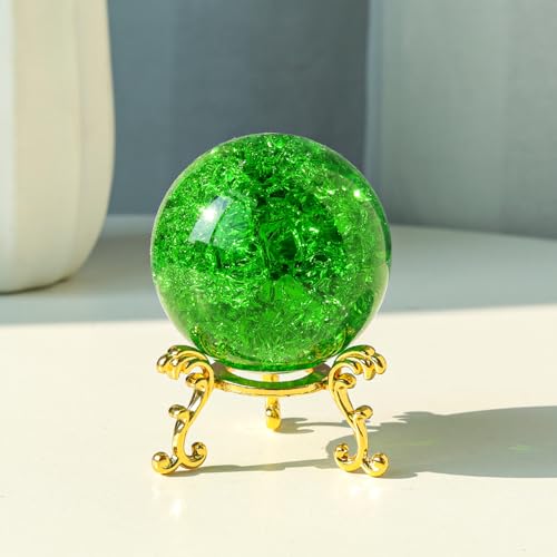 Boule de cristal craquelée LONGWIN 60 mm vert pour décoration d'intérieur - 3