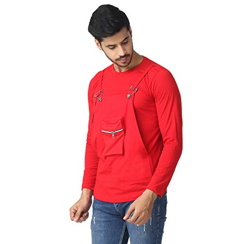 Image of Black Collection Solid Men Dungaree Style Full Sleeve T-Shirt