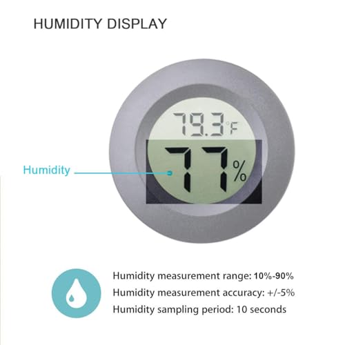 2-Pack Mini Hygrometer Thermometer Fahrenheit or Celsius Meter Digital LCD Monitor Indoor Room Round Humidity Temperature Gauge for 3D Printers Guitar Case Greenhouse Babyroom Reptile Incubator - Image 5
