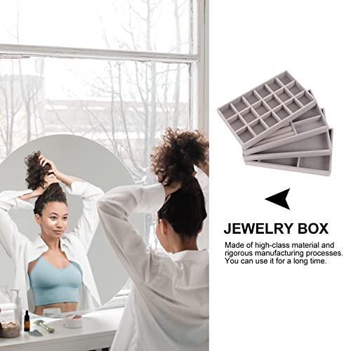 Zerodeko 4 bandejas empilháveis para joias, armário, gaveta, organizador de joias, bandejas de exibi