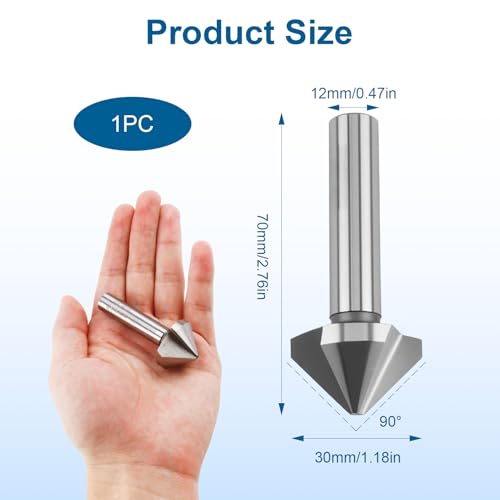 Countersink Drill Bit HSS 6542 90° 30mm Chamfer Cutter 3-Flute High-Speed Steel Positioning Drill Bit Compatible with Bosch DeWalt Makita Wood Metal Steel Stainless Steel Machine Tools 2 Countersink Drill Bit HSS 6542 90° 30mm Chamfer Cutter 3-Flute High-Speed Steel Positioning Drill Bit Compatible with Bosch DeWalt Makita Wood Metal Steel Stainless Steel Machine Tools - Image 2