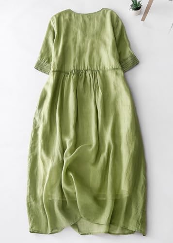 Robe ample col en V lin ORANDESIGNE coupe confort - 3