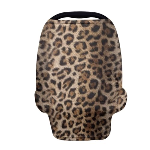 Image of Forchrinse Cheetah Baby Car Seat Canopy Soft Nursing Breastfeeding Cover Stroller Cover Baby Car Seat Cover for Boys Girls