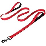 Joytale Dog Leash Heavy Duty for Large Dogs That Pull, Double Handle for Traffic Control, Double-Sided Reflective Leashes for Large Medium Dogs Night Safety, 6FT, Red