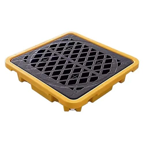 Plateforme de rétention empilable jaune et noir 67,5 cm pour stockage sécurisé de liquides
