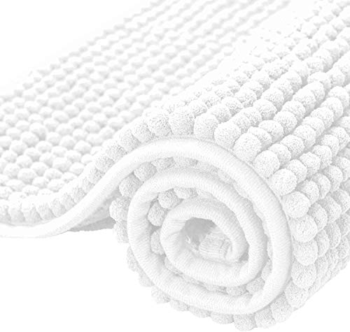 subrtex Alfombrilla de Baño Antideslizante Alfombra de Felpa de Chenille Absorbente Alfombras de Cocina Alfombra de Ducha (40×60cm,Blanco)