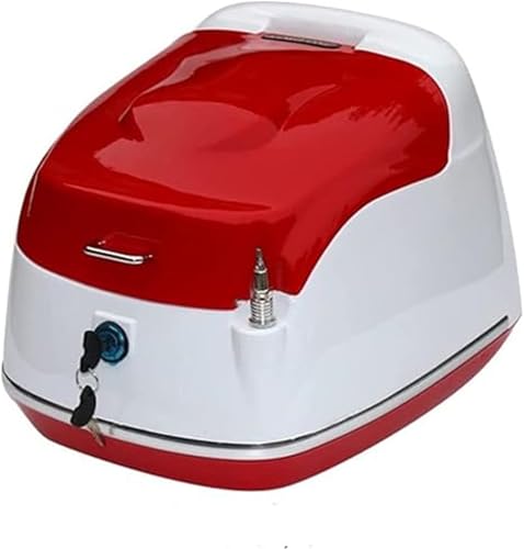 tangcheng バイク リアボックス トップボックス トップケース 着脱可能式 大容量 原付 スクーター フルフェイス収納可能 防水 防塵 ヘルメット入れ 汎用 アンテナ飾り 耐衝撃 キャンプ/通勤/デリバリーなど対応 (ホワイトレッド)