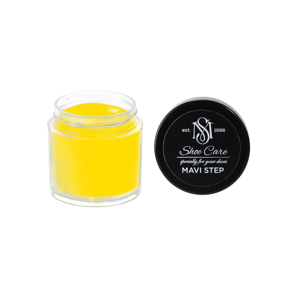 Crème réparatrice comblante MAVI STEP Jaune Canari pour lisser griffures et rénover la maroquinerie