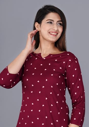 Image of Amazon Brand - Tavasya Women Cotton- Rayon Printed Kurti with Pant Co-Ord Set | Soft Comfortable Straight Fit Ethnic Kurta Set | 3 /4 Sleeves V-Neck Daily, Office & Casual Wear
