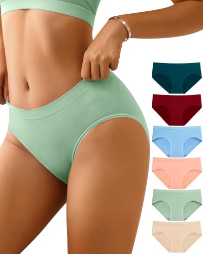 Image of CULAYII Womens Underwear Seamless Hipster Panties Wicking Underwear Soft Stretch Breathable Ladies Low Waisted Underwear
