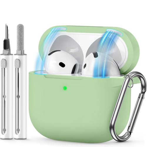 MCTOPZO AirPods 4 �P�[�X 2024�p �N���[�i�[�L�b�g�t�� �\�t�g�V���R���ی�J�o�[ Apple AirPods��4����P�[�X �L�[�`�F�[���t�� AirPod 4�P�[�X ���f�B�[�X �����Y ���C�p�X�e���O���[��