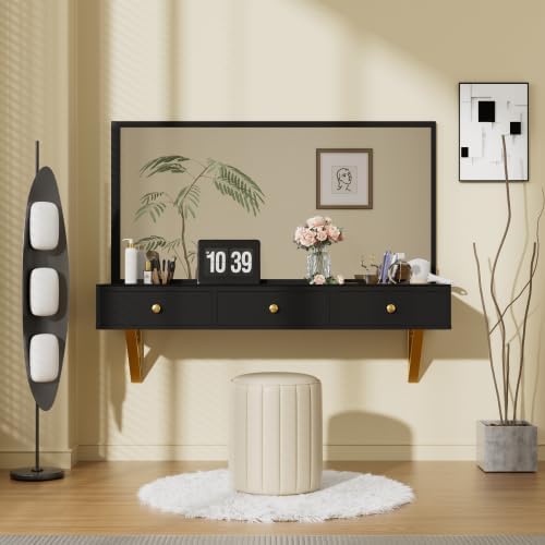 Multi-Purpose Wall-Mounted Vanity Table – Stylish and Functional with Adequate Storage, Space-Saving Design, and High Stability