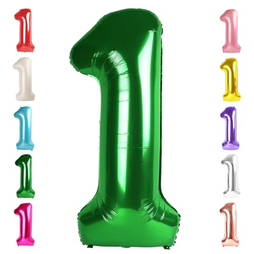 Image of Number 1 Balloon Birthday Decorations, 40In Dark Green Balloons for Party | Eye-catching Appearance, Perfect Decorative Centerpieces, Convenient Self-sealing Structure, Widely for Various Occasions