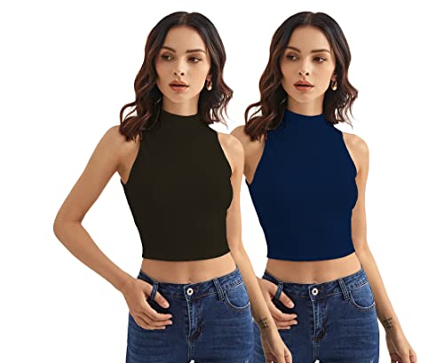 Image of Shasmi Women Crop Top, Ribbed, Stylish Tank Top, Soft and Comfy Fabric has Some Stretch