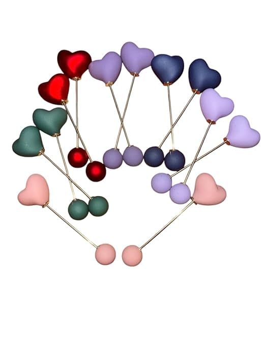 MISS LIRENN® 12 PCS Multicolor Heart Shape Hijab Pins, Sweater Shawl Clip Double Faux Heart Shape Brooches Safety Pins for Women Girls Clothing Decoration (Multicolor2)