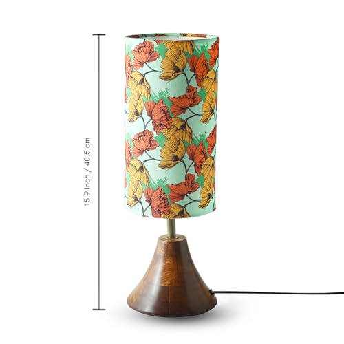 Image of ExclusiveLane 'Autumn Glow' Mango Wooden Table Lamp for Bedroom Living Room Home Decoration & Bedside Lamp Bed Lamps for Side Table Side Lamp for Bed Room (40.5 Cm, Without Bulb, Handcrafted)