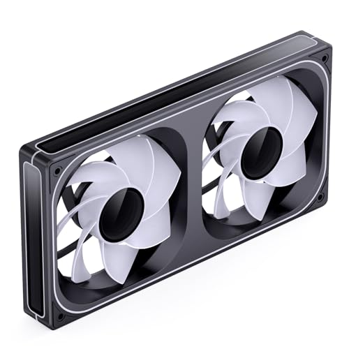 Image of JONSBO ZB-240BR (Reverse) PC Case Fan, Reverse Blade Silent Computer Fan with Axis & 4-Sides Infinity Mirror, All-in-One, Single Frame Unit with 2x120mm ARGB Fans, PWM Fan 2400RPM, 28MM Thick,Black