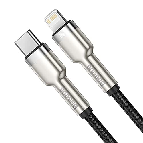 Baseus Cafule Series PD 20W USB C to Lightning Fast Charging Cable, Nylon Braided High-Speed 480Mbps Data Transfer Cable Compatible with iPhone 14 13 12 11 Pro Max XS X 8 7 6, iPad & More (2M) – Black