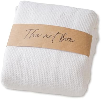 THE ART BOX Medium Weight 100% Cotton Waffle Fabric – 2 Meters Bleached Material for Sewing, Apparel & Crafts