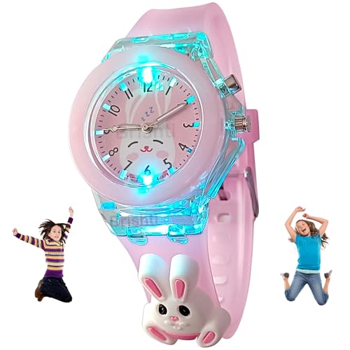 Image of Brishti 3D Cartoon Character Multicolored Glowing Digital Light and Girl's Analogue Wrist Watch | Unique 3D Cute Cartoon Character on Strap | Soft Silicone Strap | Suitable for Age 3-12 Year Kids