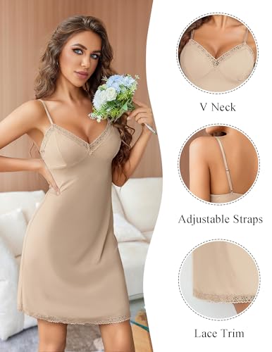 Avidlove Women\'s Non Cling Full Slips for Under Dresses Lace Trim Slip Dress Sexy Sleepwear