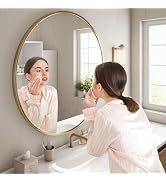SDXYSTCE Miroir rond de 80 cm, doré, avec cadre en alliage d'aluminium, design moderne, pour sall...