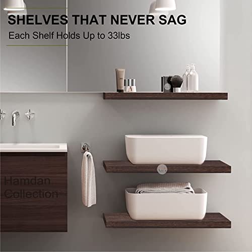 Image of Hamdan Collection Wood Shelves for Wall Storage, Wall Mounted Wooden Display Shelf for Bathroom Bedroom Living Room Hall Way Dining Room Kitchen Garage