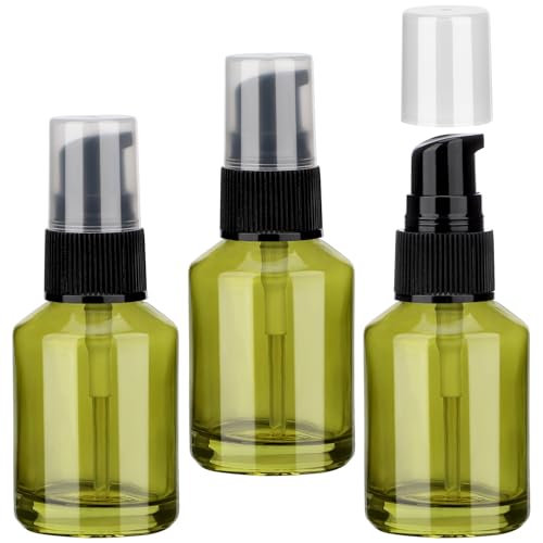 Image of Segbeauty 3pcs Empty Refillable Glass Creams Lotions Bottles, 1oz 30ml Travel Glass Pump Bottle lotion Container Foundation Bottle for Travel, Leak Proof Containers for Oils