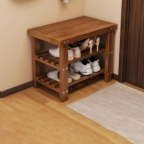 Banc à chaussures compact pour optimiser les petits espaces avec un rangement en bambou léger - 2