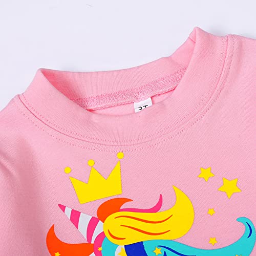 Image of RETSUGO Little Girls 2 Piece Clothing Sets Toddler Unicorn Sweatshirts and Leggings Cotton Fall Winter Casual Outfits 3-8T