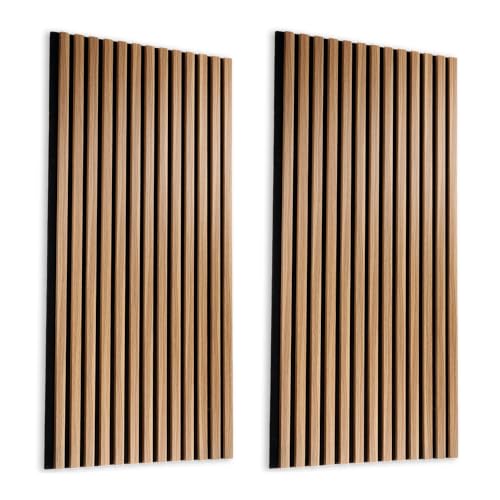 INNOVATE Akustikpaneele [Wandpaneele Holz Schalldämmung] 2 Stk. I Akustikpaneele Holz Schallabsorber I Holzpaneele Wand Wanddeko Wohnzimmer Schallschutzplatten Wanddeko I Eiche hell, 120x60cm: 1,44m²