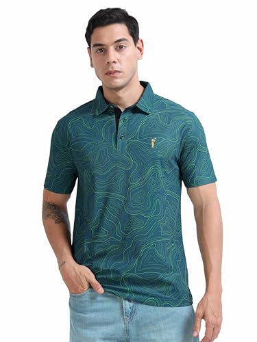 Image of STELLERS Men's Printed Polo T-Shirt | Regular Fit| Feather Touch Feel | Odour Resistant | Wrinkle Free | Stretchable | Anti-Static
