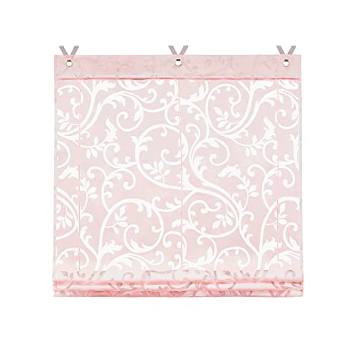 SCHOAL Roman Blind No Drilling Required Burnout Curtains Transparent Eyelet Roller Blind Curtains with Eyelets 1 Piece W x H 100 x 130 cm Pink - Image 2