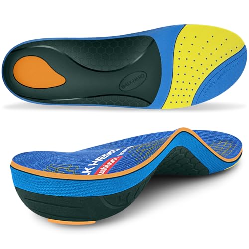 WalkHero Work Orthotic Inserts,220+lbs Plantar Fasciitis Insoles for Men Women,Arch Support Inserts for Heel Pain Relief,Boot Insoles with Max Cushion,Standing All Day Mens 7-7.5 | Womens 9-9.5