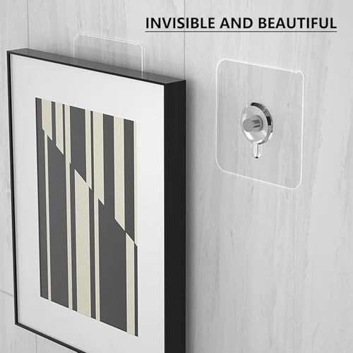 Image of 24 Pack Adhesive Wall Hooks, Wall Hangers Without Nails, No Damage Picture Hooks Waterproof and Rustproof to use Inside Kitchen, Bathroom, Home and Office (10mm)