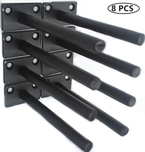 8 Pcs 5" Black Solid Steel Floating Shelf Bracket Blind Shelf Supports - Hidden Brackets For Floating Wood Shelves - Concealed Blind Shelf Support – Screws And Wall Plugs Included #TOP5