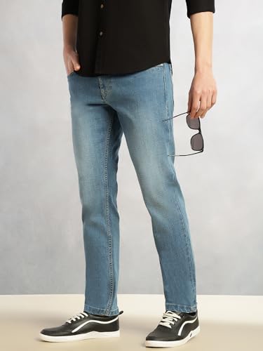 Image of Thomas Scott Men's Slim Fit Stretchable Jeans | Mid-Rise Faded Denim | 5-Pocket Cricket Club Collection