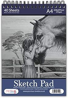 Artists Sketch Pad A4 Size Premium Quality Cartridge Paper Spiral Bound Artist Drawing Books 170gsm Durable Acid Free Sketch Paper (Horse)