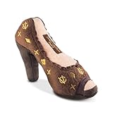 Dog Diggin Designs Chewy Vuiton Squeaky Plush Dog Shoe Toy | Luxury-Inspired Parody Designer Heel with Squeaker, Soft Plush Fashion Dog Toy – High Heel Essentials