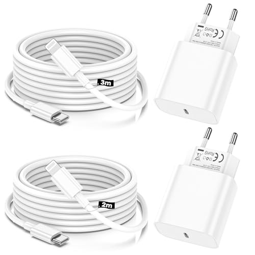 iPhone Ladekabel, [MFi-Zertifiziert] 2er-Pack iPhone Ladegerät Apple Ladekabel mit 2M&3M USB-C-auf-Lightning-Kabel für iPhone 14 13 12 11 Pro Max XS XR X 8 7 6 Plus 5 iPad