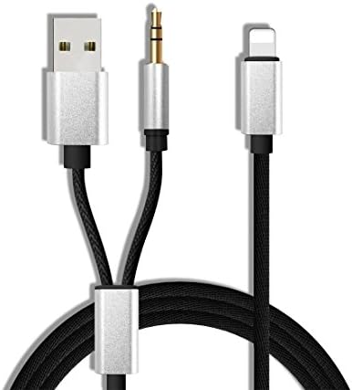 Aux Cord for iPhone 7, Aggice Aux Adapter for iPhone 7 Plus, 2 in 1 Aux and Charger 3.5mm Audio Cable Lightning Car Adapter for iPhone 7/7 Plus (Support iOS 11 and Below) (Sliver)