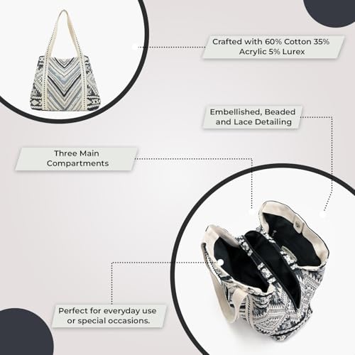 Image of Boho Girl Spacious and Stylish Handbag with Button Closure | Made of Cotton Material | For Daily and Office Use | Ladies Handbag Purse For Daily & Office Use | Double Shoulder Straps