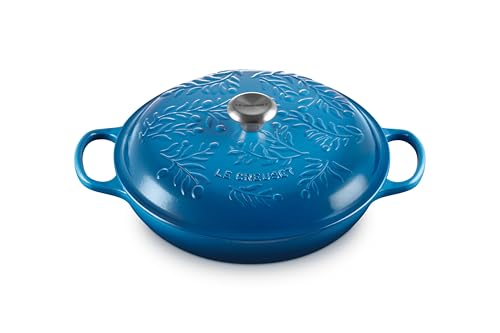 Le Creuset Olive Branch Collection Enameled Cast Iron Signature Braiser, 3.5 qt., Marseille with Embossed Lid
