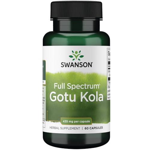 Swanson, Gotu Kola (Indian Pennywort), 435mg, Dosis Alta, 60 Cápsulas, Testado en Laboratorio, Sin Gluten, Sin Soja, No GMO