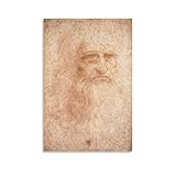 REDCHAMBER Leonardo Da Vinci - Póster de autorretrato de Leonardo Da Vinci pintor de Leonardo Da Vinci, lienzo para pared, póster fotográfico, pintura para decoración de habitación, 60 x 90 cm